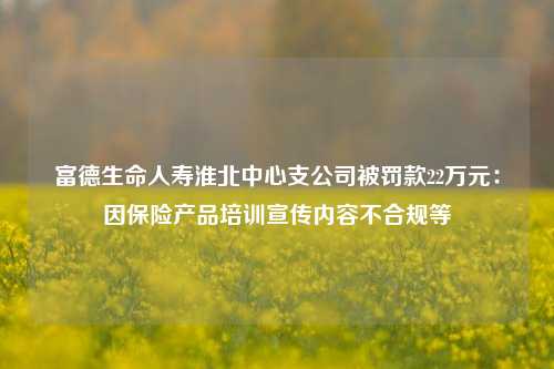 富德生命人寿淮北中心支公司被罚款22万元：因保险产品培训宣传内容不合规等
